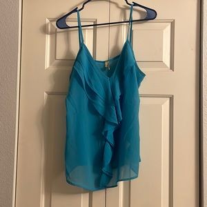 Women’s BKE Blue Ruffle Sleeveless  Sheer Top. Size M
